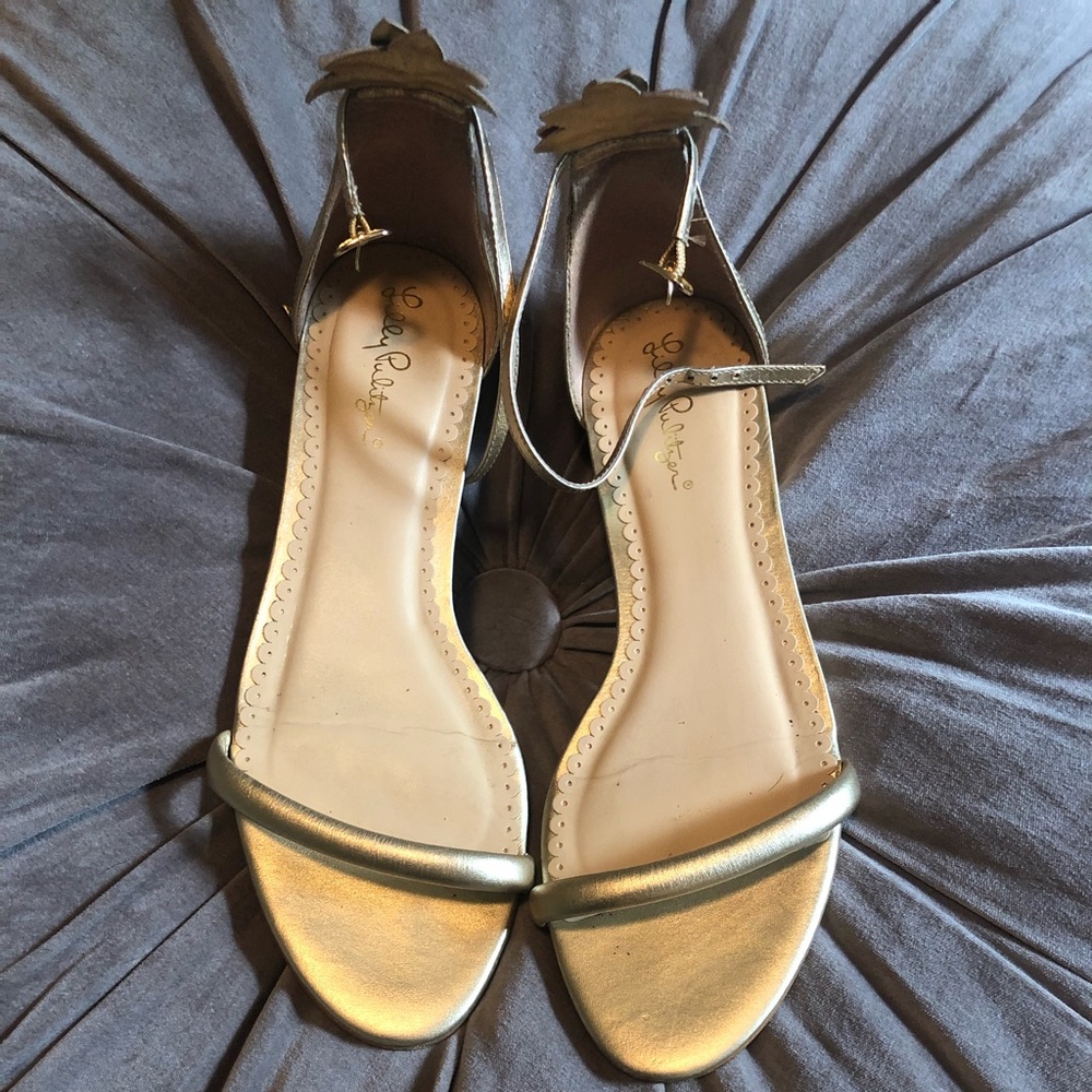 Lily Pulitzer gold pineapple sandals